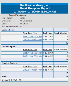 Break Exception Report