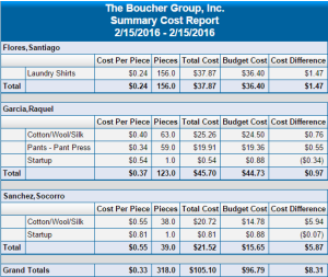 Summary Cost Report